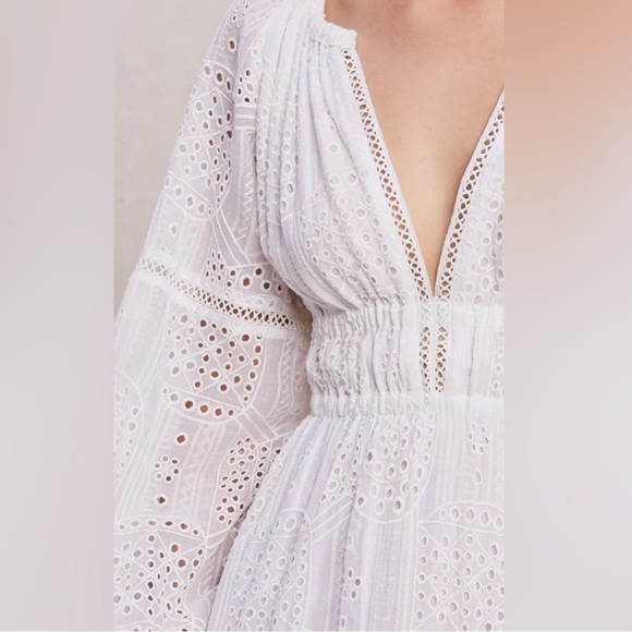 NWT ALC Mackenna Eyelet Deep-V Maxi Dress White Sold Out - Picture 3 of 11